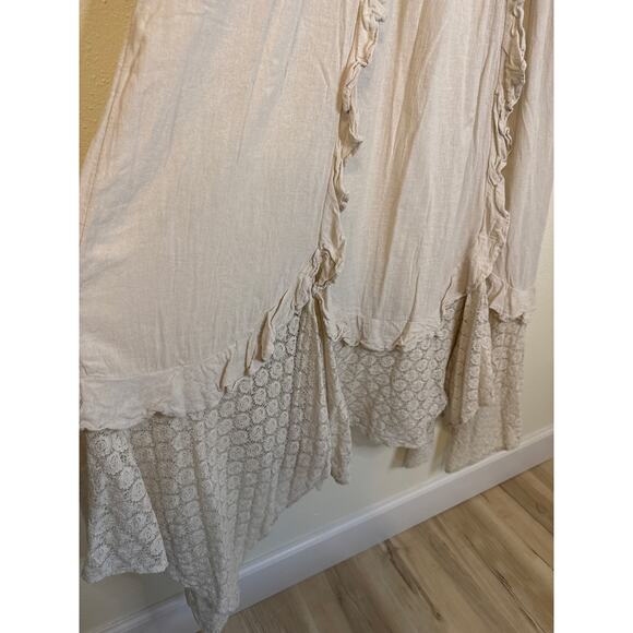 Free People Bring The Romance Midi Dress Khaki Beige Oversized XS - Picture 8 of 15